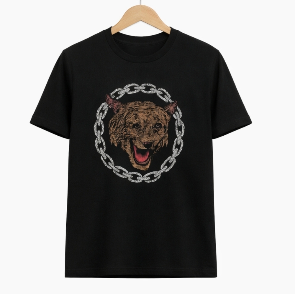 Heads Or Tails Black Sequined Tiger Mens Shirt Sz XL